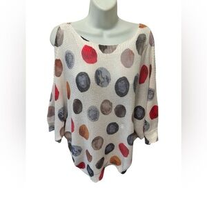 Luisa Ricci Polka Dot Knit Sweater Sz L Cold Shoulder Cropped Made in Italy